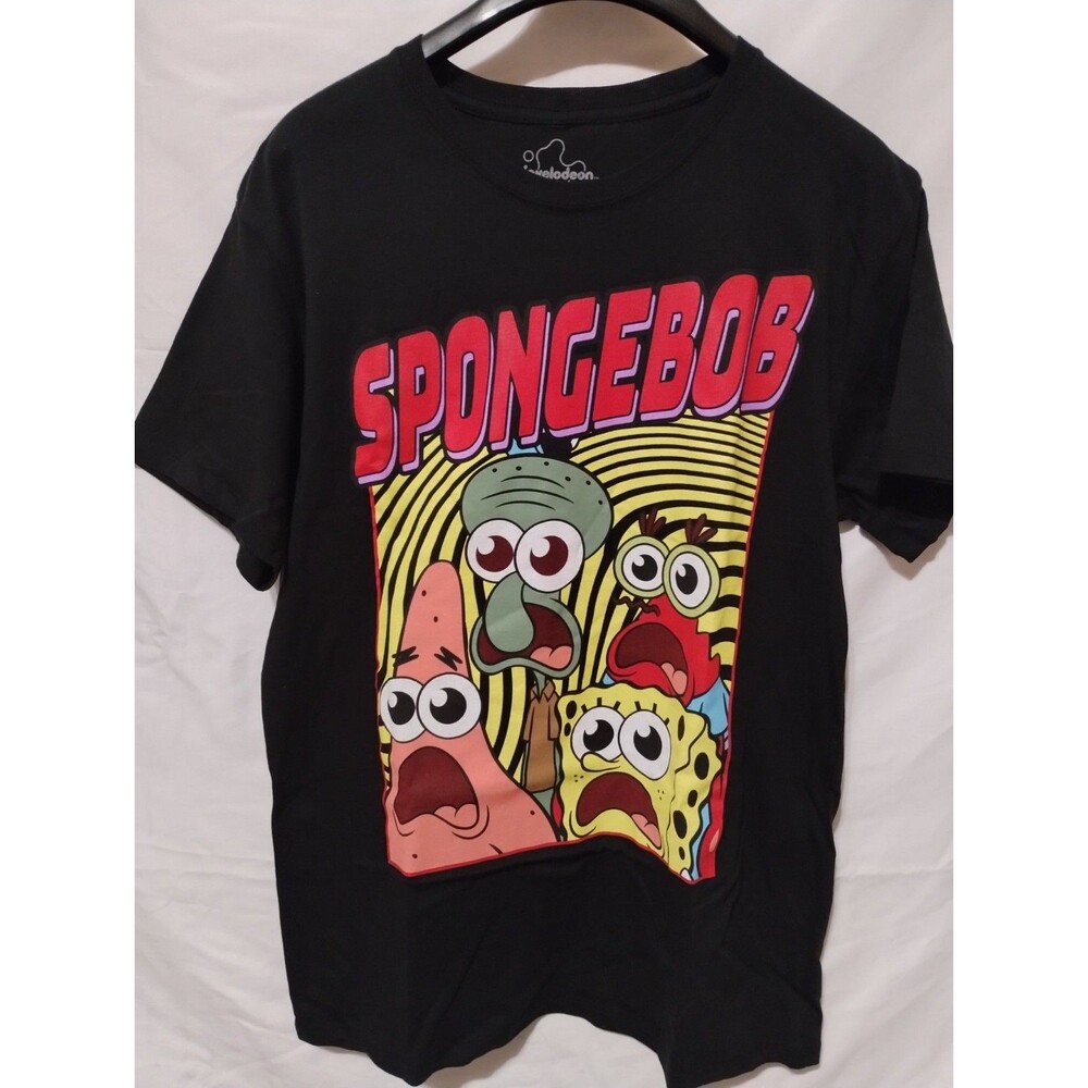 Nickelodeon SpongeBob SquarePants Men’s Black Graphic Crew Neck Cotton Tee M